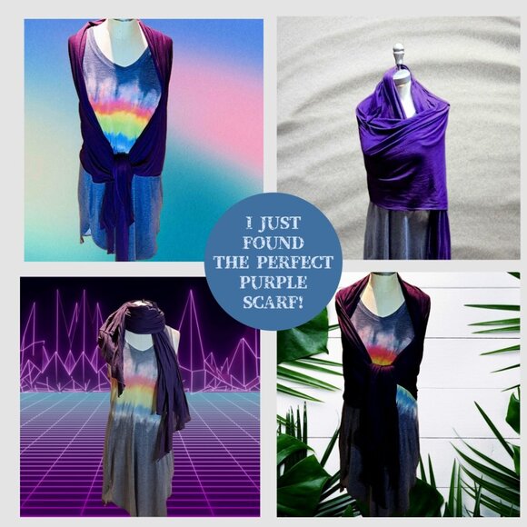 Vibrant Purple Silky Scarf Wrap - Picture 1 of 12